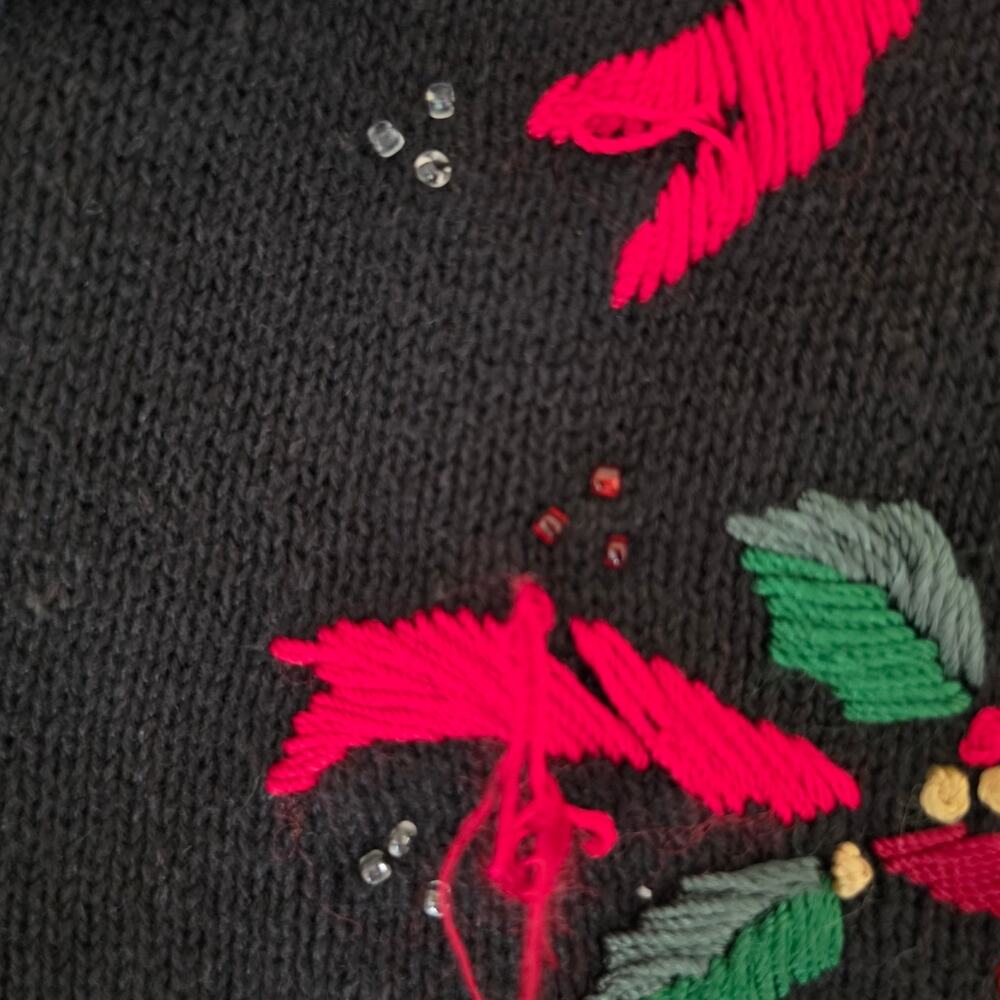 Lane Bryant Vintage Plus 18/20 Embroidered Poinsettia Christmas Cardigan Sweater - Picture 8 of 8